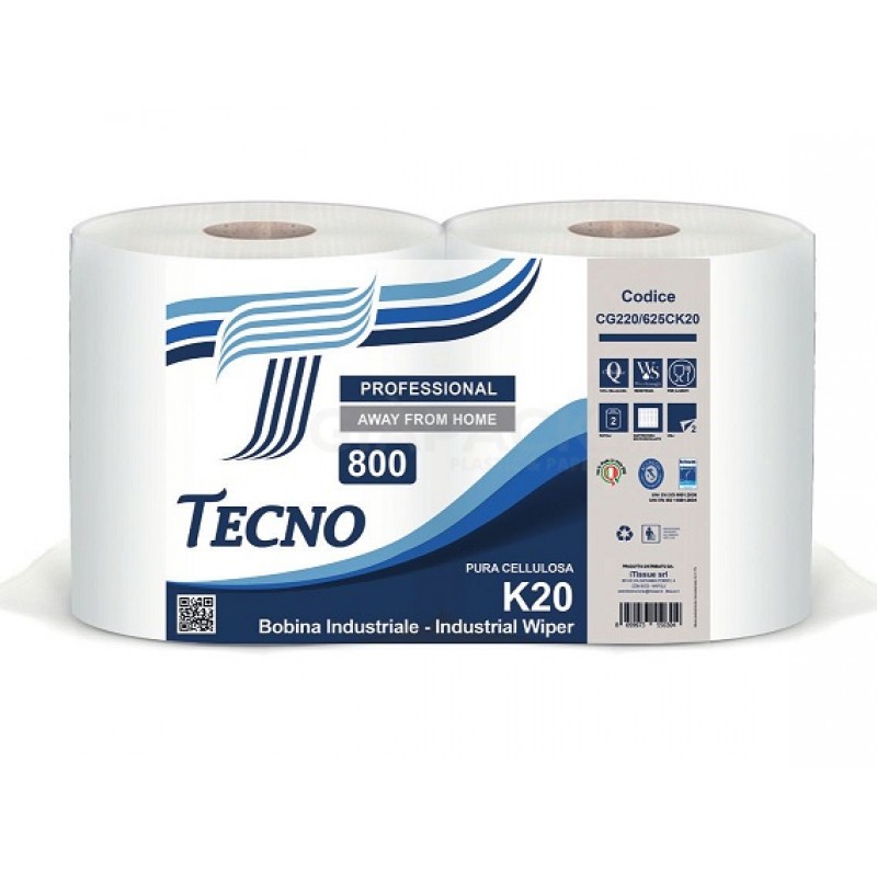 Bobina carta Tecno k20 in pura cellulosa cf 2 rotoli