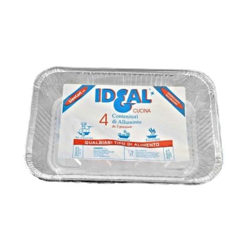 Ideal aluminum container 2 portion without lid 4 pcs