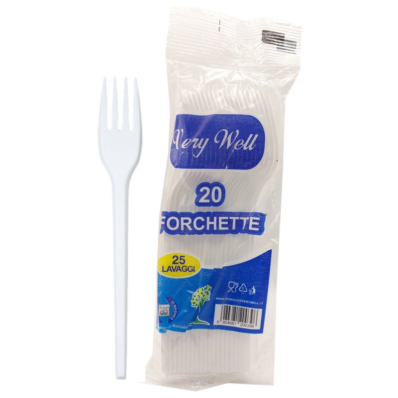 Forchette riutilizzabili In plastica  bianche 17cm pz 20